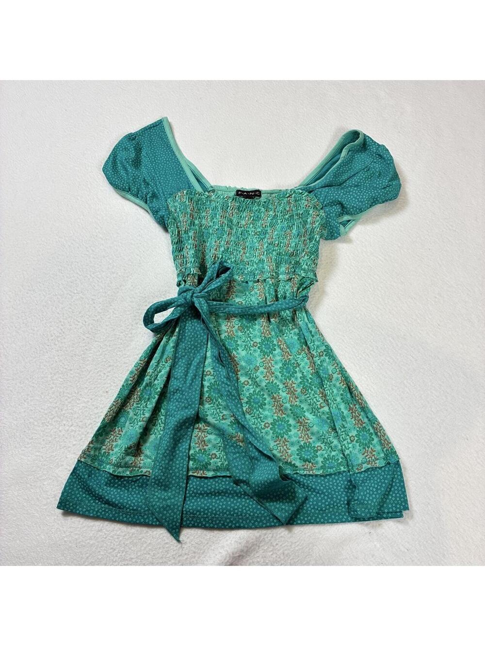 FANG green floral babydoll top with removable tie back waist!!! Size medium